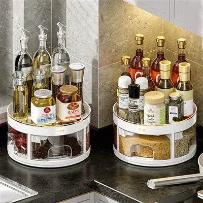 Divided Rotating Seasoning Storage Box